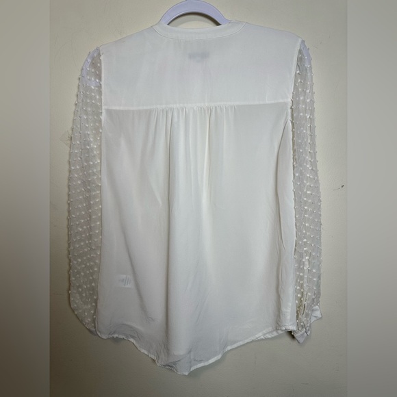 Rails Brand 100% Silk White Sheer Swiss Dot Sleeves Blouse Size XS - Picture 6 of 6